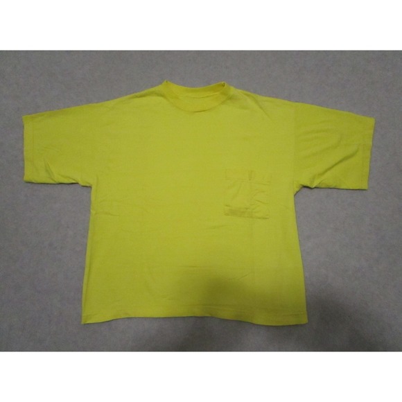 The Unbranded Brand Other - Vintage Selvedge Pocket Shirt‎ Mens M Yellow Vibrant Single Stitch 90s Boxy Fit